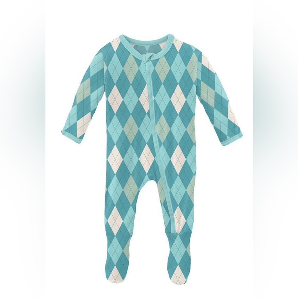 Kickee Pants Glacier Argyle Sleeper Footie + bonus cloud island sleeper